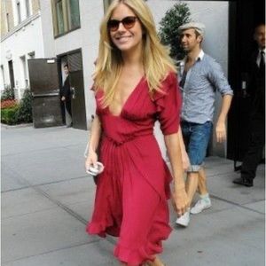 NEW with tags Zac Posen red silk dress as worn by Sienna Miller XS/2